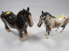 A Beswick Appaloosa horse together with a shire horse (2)