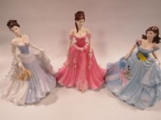 Three Coalport figurines comprising 'Diane'- foot chipped, Victoria' and Jessica