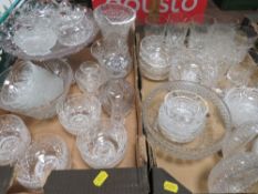 Two trays of assorted cut glass etc