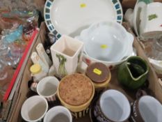 Three trays of assorted ceramics and glass