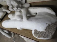 A white marble quartz type statue of an erotic nature - H 80 cm, W 35 cm