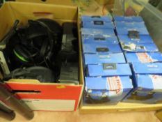 Two boxes of PlayStation 4 and Xbox 1 headphones etc