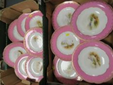 A continental style dessert set comprising a collection of cabinet plates & comports - with hand