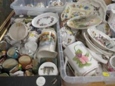Two trays of mixed ceramics to include table ware by Wedgwood, Spode and Doulton, together with