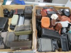 Two trays of vintage cameras and accessories