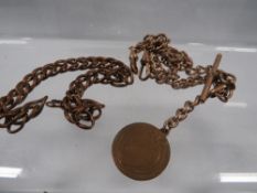 A gold plated Albert chain and t-bar plus another chain (2)