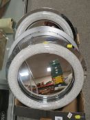 Three circular wall / ceiling mounting luminating mirrors with remotes