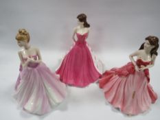 Three Coalport figurines comprising 'My Sweetheart', Eternal Love' and 'Ruby Anniversary'