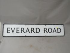 A large vintage North Wales 'Rhos-on-Sea' Everrard Road street sign