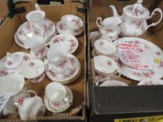 Two trays of Royal Albert Lavender Rose teaware etc., to include a 21pc tea set, large teapot and