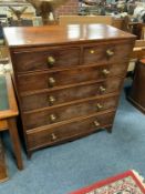 An antique mahogany six drawer chest W 107 cm. S/D