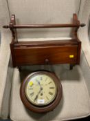A Waltham mahogany cased small wall clock together with a mahogany wall cupboard. (2)