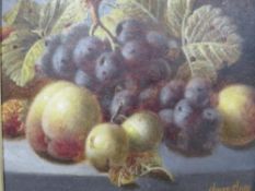 Oliver Clare - a pair of still life studies of fruit on a mossy bank, oils on canvas, possibly