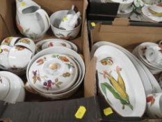 Three trays of Royal Worcester Evesham tea and dinner ware