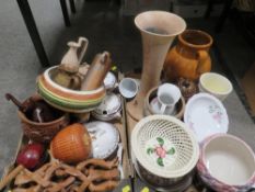 Two trays of collectables to include ceramics and treen