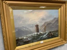 Kilroy - An oil on canvas depicting a seascape, gilt framed and glazed 38 x 58 cm