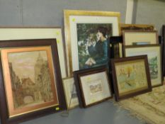 A large quantity of prints, watercolors etc., comprising various artists and subjects, some signed