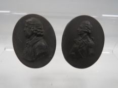 Two Wedgwood style plaques of Josiah Wedgwood and Nelson
