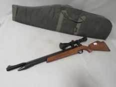 A SMK victory PR900W CAL. (4.5MM) gun mounted with Simmons scope with carry bag