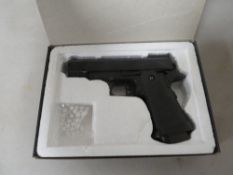 A boxed GX10 zinc alloy shell air soft gun CAL 6mm dark blue colour