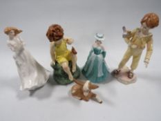 A Royal Worcester figurine 'Fridays Child' together with a small Doulton figurine 'Thank You'
