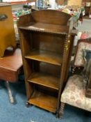 A small oak 1930’s slim bookcase H 126 cm W 45 cm