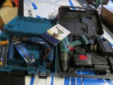 A cased Parkside cordless hammer drill with charger, together with a cased Draper hammer drill