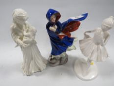 A Royal Doulton figurine 'May' together with Coalport 'Butterflies' and Royal Worcester 'Sweet