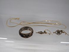 A hallmarked 9 carat gold chain approx. weight 1.4g together with a pair of yellow metal earrings