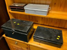 Four vintage deed/cash boxes