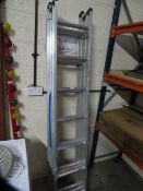 An aluminium extending ladder