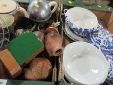 Two trays of collectables to include a vintage Pifco desk fan