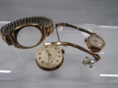 A hallmarked 9ct gold Avia wristwatch A/F together with another (2)