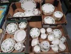 Four trays of Colclough ivy pattern tea and dinnerware