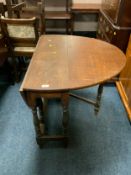 A small oak country made drop leaf table A/F