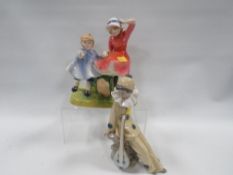 A Royal Doulton figurine 'Milestone' marked as a second A/F together with an Nao figure of a musical