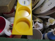 A tray of vintage ceramics and sundries to include Midwinter