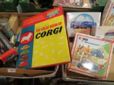 Two trays of boxed Corgi vehicles etc. together with 'The Great Book of Corgi'