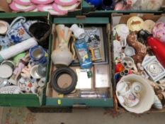 Three trays of assorted ceramics to include Portmeirion, Royal Albert etc