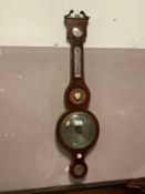 A 19th century mahogany barometer minus mirror H 96 cm. A/F