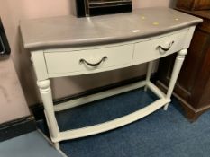 A modern grey two drawer console table W 110 cm