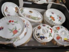Two trays of Royal Worcester Evesham tea and dinnerware etc., to include kitchen ware items