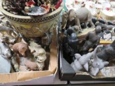 Two trays of assorted animal figures etc., many A/F