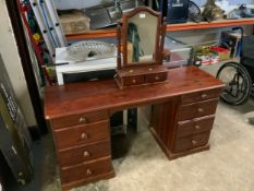 A modern pine dressing table and mirror