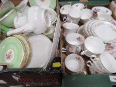 Two trays of ceramic tea and dinnerware to incldue Paragon