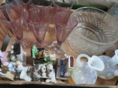 A tray of assorted glassware to include a gilt embellished Victorian Jubilee plate 1887