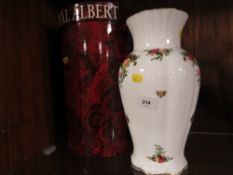 A large Royal Albert Old Country Roses vase in gift box