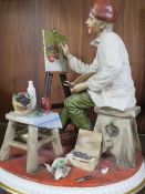 A capodimonte porcelain figure of an artist painting A/F