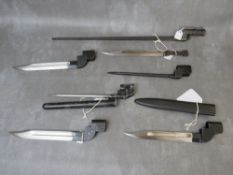 A COLLECTION OF BAYONETS, to include No. 9 pattern 1948 Sten type, a Russian socket type, pig