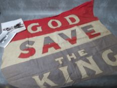 AN EARLY 20TH CENTURY 'GOD SAVE THE KING' RED WHITE & BLUE FLAG, (possible for victory